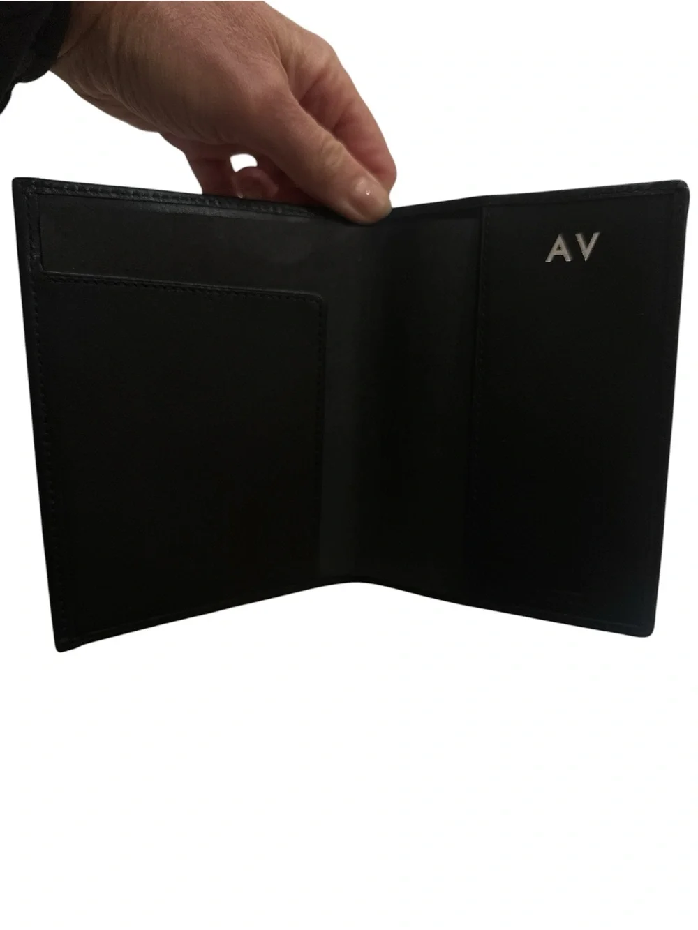Tumi Alpha Passport Cover Black Textured Passport & Document Holder Silver Logo